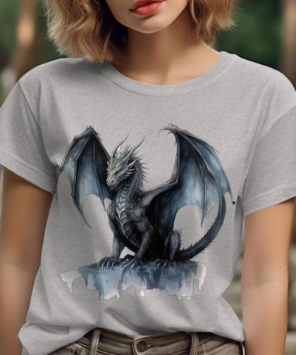 Dragon T-Shirt, Dragon Lover Gift, Mythical Fantasy Shirts, Dragon T Shirt, Dragon Wings Tee, Black Dragon with Wings TShirt