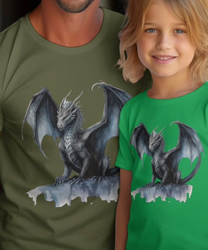 Dragon T-Shirt, Dragon Lover Gift, Mythical Fantasy Shirts, Dragon T Shirt, Dragon Wings Tee, Black Dragon with Wings TShirt