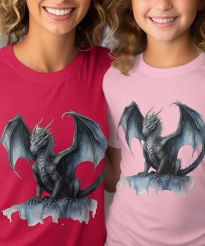 Dragon T-Shirt, Dragon Lover Gift, Mythical Fantasy Shirts, Dragon T Shirt, Dragon Wings Tee, Black Dragon with Wings TShirt