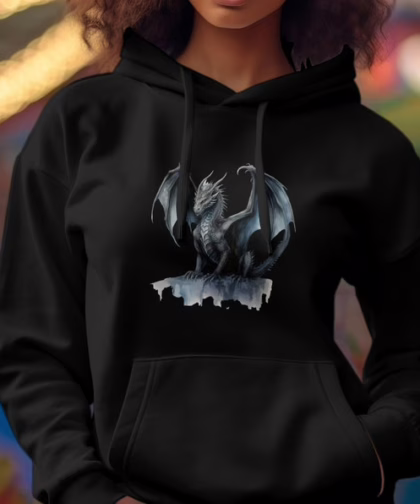 Dragon T-Shirt, Dragon Lover Gift, Mythical Fantasy Shirts, Dragon T Shirt, Dragon Wings Tee, Black Dragon with Wings TShirt