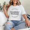 Gildan 5000 White Tshirt Mockup, G5000 White Shirt Mock-up, Oversized G500 Tee Mock, Real Person Model, Trendy Checkered Minimalist PNG